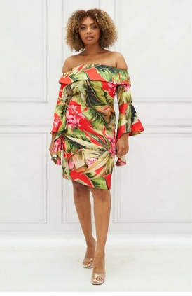 Kokovee Paradise Off Shoulder Midi Dress